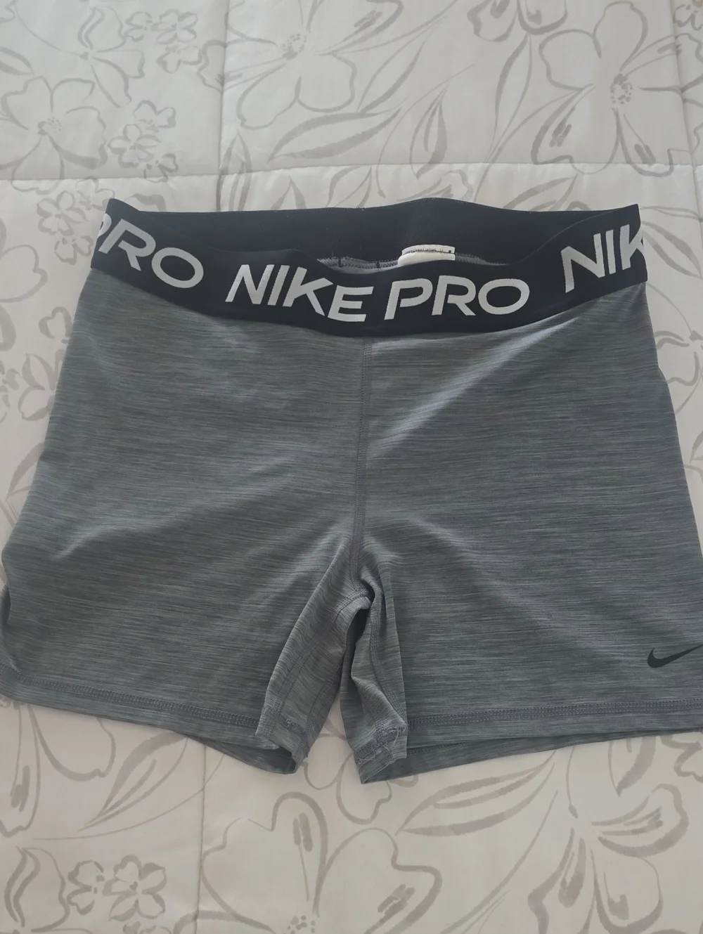 Nike Gray Performance Pro Shorts with Black Waistband